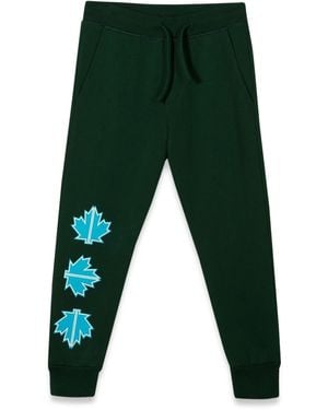 DSquared² Plush Trousers Leaf Logo On Front Leg Unisex - Green