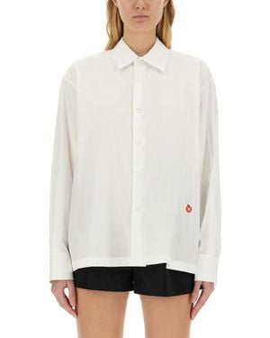 T By Alexander Wang Cotton Shirt With Classic Collar And Minimalist Logo - White