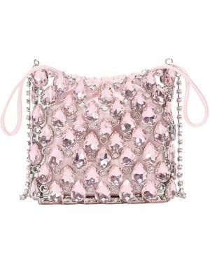 Self-Portrait Mini Bag Metallic Knit Glass Handbags - Pink
