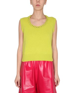 Bottega Veneta Crochet Chain Detailed Ribbed Vest - Red