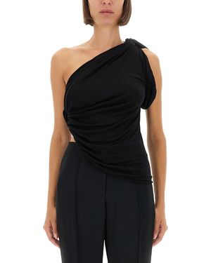 Rick Owens Draped One-Shoulder Top - Black