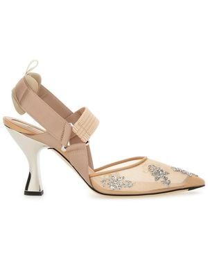 Fendi Crystal-Embellished Sandals 80 - Natural