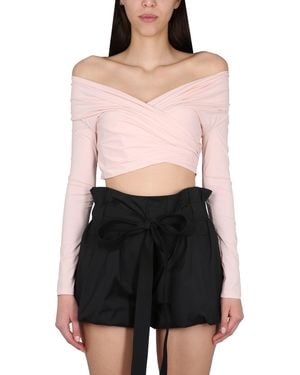 Philosophy Di Lorenzo Serafini Off-The-Shoulder Crop Shirt - Black