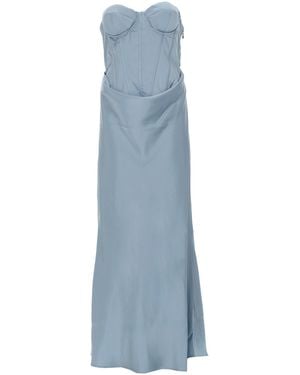 ROTATE BIRGER CHRISTENSEN Satin Mini Suit Dress With Corset Details - Blue