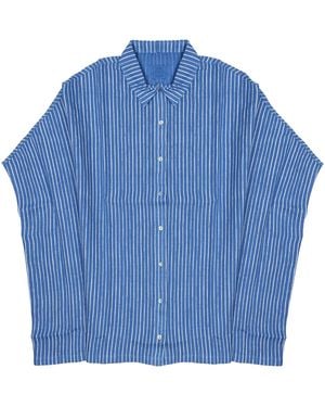 120% Lino Camicia Oversize - Blue