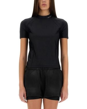 T By Alexander Wang Fitted T-Shirt With Logo Details - Black