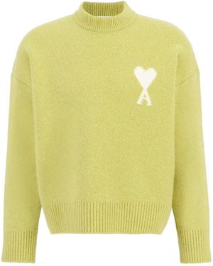 Ami Paris Jersey With Logo - Yellow