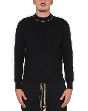 Ambush Cross-Neck Knit Jumper With Ribbed Collar - Black