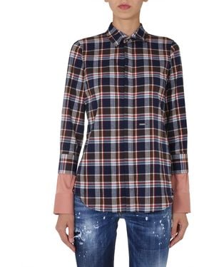 DSquared² Front Button Flannel Shirt - Blue
