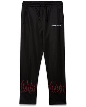 Vision Of Super Trousers With Embroidered Flames - Black