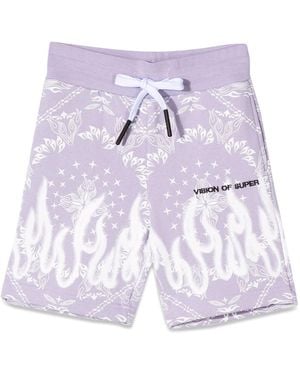 Vision Of Super Lilac Shorts Kids With Bandana Print - Purple