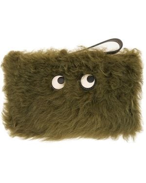 Anya Hindmarch "Shearling Eyes" Clutch Bag - Green