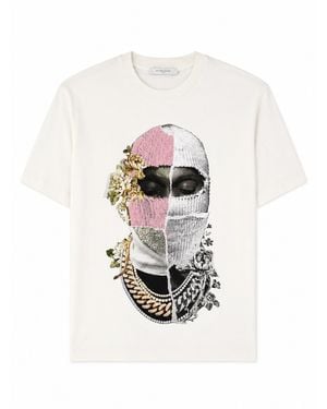 ih nom uh nit T-Shirt Con Stampa "Newspaper Mask" - White