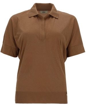 Herno Cotton Blend Polo Shirt - Brown