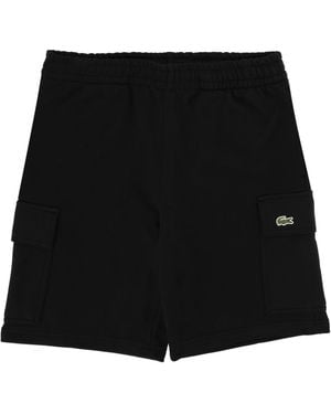 Lacoste Cotton Fleece Cargo Shorts - Black