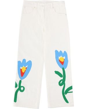 Stella McCartney Pantaloni Con Stampa Fiore - White