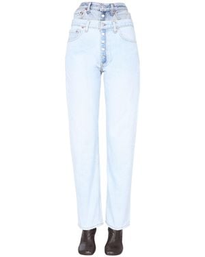 1/OFF JEANS IN DENIM DI COTONE REMADE LEVIS 501 A DOPPIA VITA - Blu