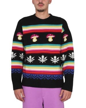 MSGM Wool Crew Neck Sweater - Red