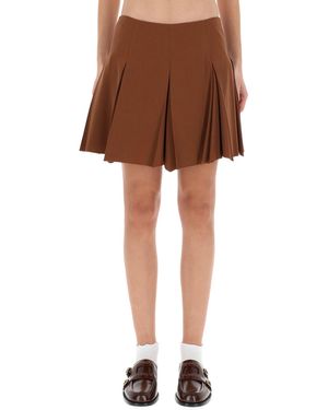 Marni Pleated Miniskirt With Structured Wide Pleats - Brown
