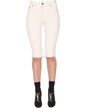 Saint Laurent BERMUDA LUNGO IN DENIM DI COTONE - Bianco