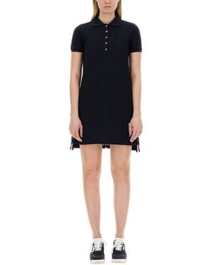 Thom Browne Cotton Pique Polo Shirt Dress - Black
