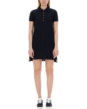 Thom Browne Cotton Pique Polo Shirt Dress - Black