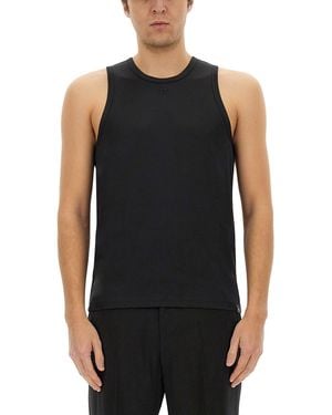 Courreges Fitted Tank Top With Rounded Neckline - Black