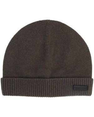Emporio Armani Berretto Con Bordo A Coste - Gray
