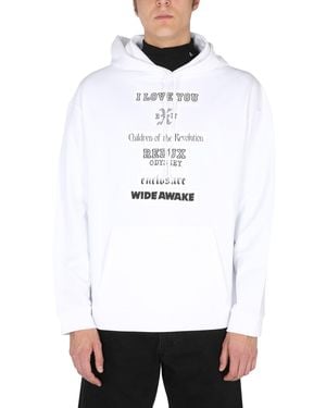 Raf Simons Graphic Print Hoodie With Drawstring - White