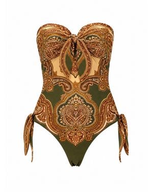 Zimmermann Costume Intero "Mahon" Con Dettaglio Foulard - Brown