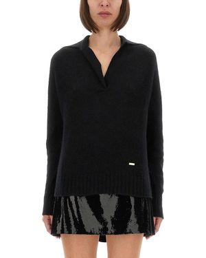 Tom Ford Cashmere And Silk Long Sleeve Polo Shirt - Black