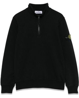 Stone Island Polo Shirt With Half Zipper - Black