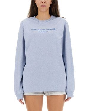 Alexander Wang Felpa Con Logo - Blu
