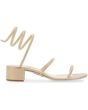 Rene Caovilla Open Toe Heels - Natural