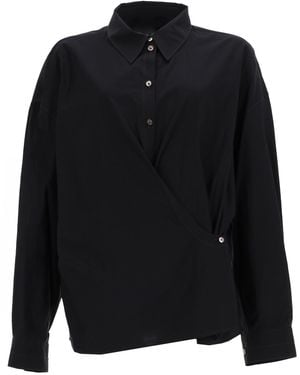 Lemaire Shirt Straight Collar Twisted Cotton - Black