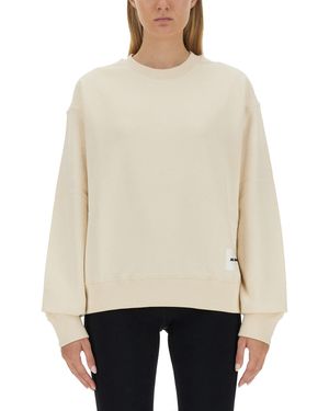 Jil Sander Sweatshirt With Logo Patch - Natural