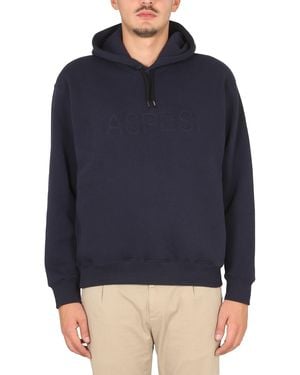 Aspesi Sweatshirt With Logo And Hood - Blue