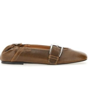 Ganni Ballerina With Buckle Strap - Brown