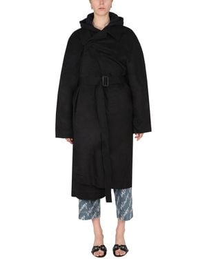 Balenciaga Oversized Distressed Cotton-Ripstop Car Coat - Black