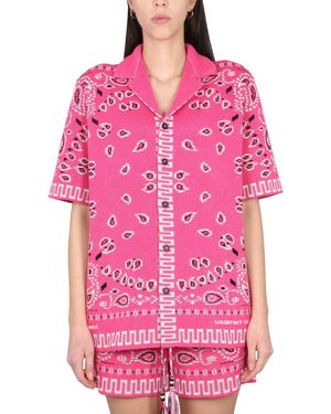Alanui CAMICIA BANDANA IN PIQUET DI COTONE - Rosa