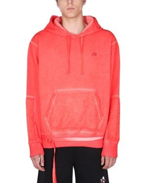 Helmut Lang FELPA "MILITARY" IN COTONE EFFETTO DELAVE - Rosso