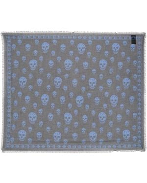 McQueen FOULARD SKULL CLASSICO IN TWILL - Blu
