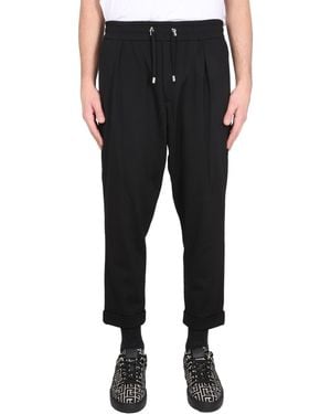 Balmain Relaxed Fit Wool Trousers - Black