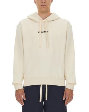 Jil Sander Felpa Con Logo - Bianco