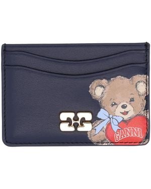Ganni Leather Wallet - Blue