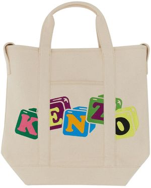 KENZO Borsa Tote Boke Blocks - Bianco