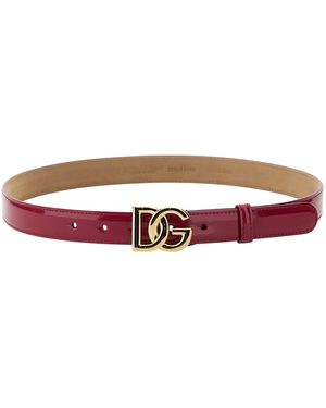 Dolce & Gabbana CINTURA IN PELLE CON FIBBIA LOGO - Rosso