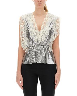 Rabanne Lace And Sequin Top - White
