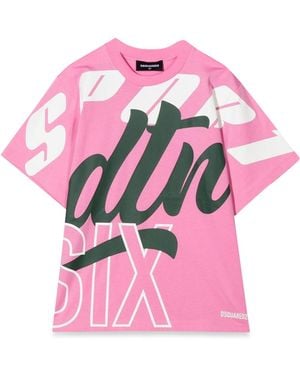 DSquared² T Shirt Allover Writing - Pink