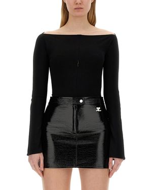 Courreges Off-The-Shoulder Fitted Jersey Body - Black